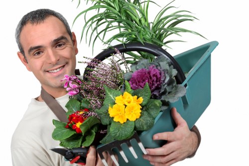 Removing weeds and debris from garden